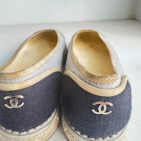 Chanel Two Tone Color block Canvas Classic Espadrilles 38 - Picture 8 of 13